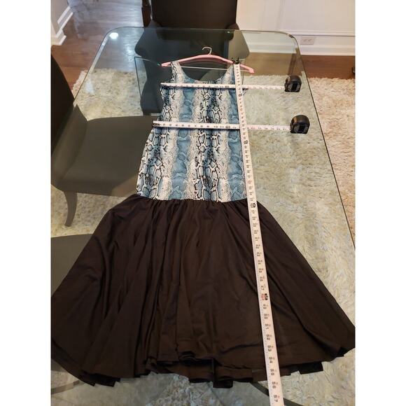 Good Time Long Maxi Dress Womens S Multi Snakeskin Print Scoop Neck Peplum Hem S - Picture 5 of 12